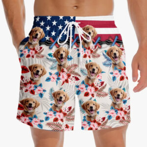 Lively Design Beach Short Custom Photo Enjoy Summer - Dog & Cat Personalized Custom Tropical Hawaiian Aloha Men Beach Shorts - 4th of July, Summer Vacation Gift, Birthday Party Gift For Pet Owners, Pet Lovers Set of 3
