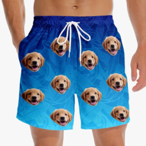 Classic Touch Beach Short Custom Photo My Pet Thinks I'm A Catch - Dog & Cat Personalized Custom Tropical Hawaiian Aloha Men Beach Shorts - Summer Vacation Gift, Birthday Party Gift For Pet Owners, Pet Lovers Set of 10