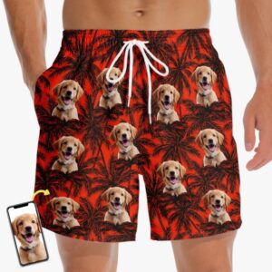 Classic Touch Beach Short Custom Photo Pawty In Paradise - Dog & Cat Personalized Custom Tropical Hawaiian Aloha Men Beach Shorts - Summer Vacation Gift For Pet Owners, Pet Lovers