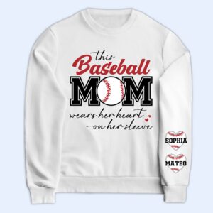 Vacation Vibe Sweatshirt This Baseball Mom Wear Her Heart On Her Sleeve - Gift For Sport Mom, Basketball, Baseball, Softball Mom - Personalized Unisex Sweatshirt With Design On Sleeve Set of 10