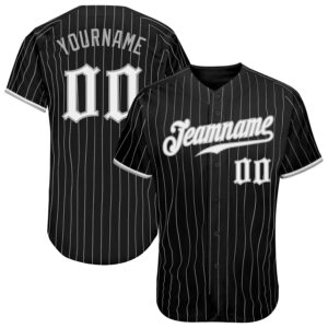 Attractive Color Jersey Shirt-Custom Black Gray Pinstripe White-Gray Authentic Baseball Jersey-set of 3