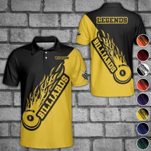 Made to Shine Polo Shirt Custom Name Billiard Balls Flaming Pattern Polo Shirt - Custom Polo Shirt Set of 10