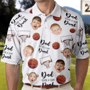 Made to Shine Polo Shirt Dad, You're A Slam Dunk - Personalized Photo Polo Shirt