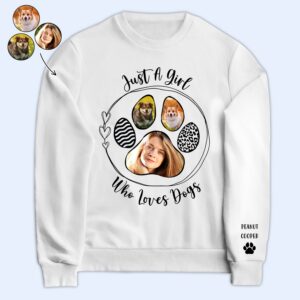 Vacation Vibe Sweatshirt Custom Photo Just A Girl Who Loves Dog - Gift For Dog Lovers - Personalized Sweatshirt With Sleeve Imprint Set of 3