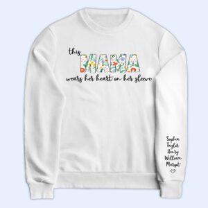 Vacation Vibe Sweatshirt This Mama Wears Her Heart On Her Sleeve - Birthday, Loving Gift For Mom, Mother, Grandma, Grandmother - Personalized Sweatshirt With Sleeve Imprint Set of 2