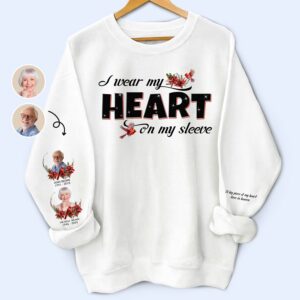 Vacation Vibe Sweatshirt Custom Photo Wear My Heart On My Sleeve - Memorial, Sympathy Gift - Personalized Unisex Sweatshirt With Design On Sleeve Set of 4
