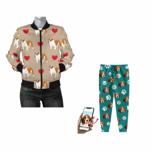 Combo Personalized Bulldog with Hearts Jacket and Sweatpants