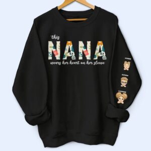 Vacation Vibe Sweatshirt Floral Nana Wear Heart - Gift For Grandma - Personalized Unisex Sweatshirt With Design On Sleeve Set of 3