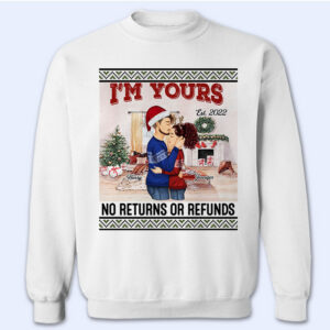 Dynamic Hue Sweatshirt No Returns Or Refunds - Christmas Couple Gift - Personalized Custom Sweatshirt