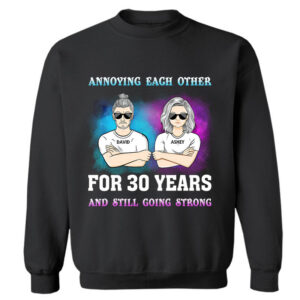 Dynamic Hue Sweatshirt Family Couple Annoying Each Other For Year - Personalized Custom Sweatshirt Set of 3