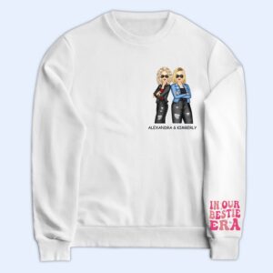 Vacation Vibe Sweatshirt In Our Bestie Era - Gift For Bestie - Personalized Sweatshirt With Sleeve Imprint Set of 10
