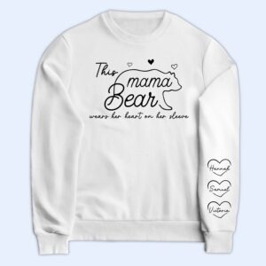 Vacation Vibe Sweatshirt This Mama Bear Wears Her Heart On Her Sleeve - Gift For Mom - Personalized Sweatshirt With Sleeve Imprint