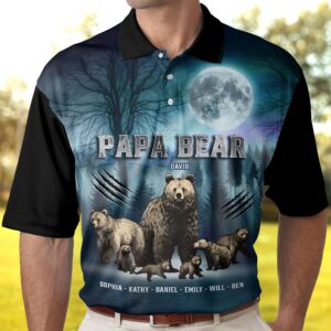 Made to Shine Polo Shirt Papa Bear - Personalized Polo Shirt Set of 4