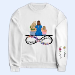 Dynamic Hue Sweatshirt Birth Month Flower Mama's Garden - Gift For Mother - Personalized Sweatshirt With Sleeve Imprint Set of 10
