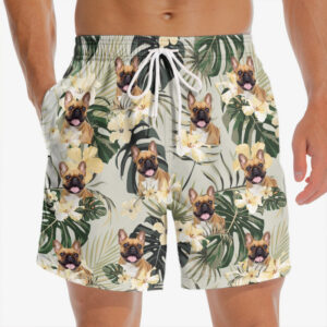 Classic Touch Beach Short Custom Photo Summer State Of Mind - Dog & Cat Personalized Custom Tropical Hawaiian Aloha Men Beach Shorts - Summer Vacation Gift, Birthday Party Gift For Pet Owners, Pet Lovers Set of 2