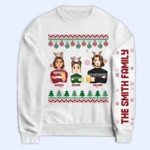 Dynamic Hue Sweatshirt Flat Art - Christmas, Funny Gift For Family, Couple, Dad, Mom, Grandpa, Grandma - Personalized Sweatshirt With Sleeve Imprint