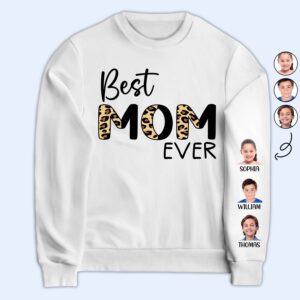 Dynamic Hue Sweatshirt Custom Photo Best Mom Ever - Gift For Mothers And Grandmas - Personalized Sweatshirt With Sleeve Imprint Set of 2