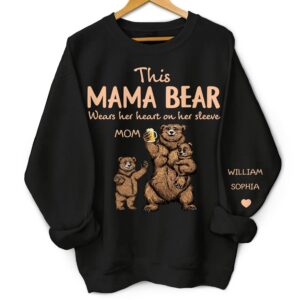 Vacation Vibe Sweatshirt This Mama Bear Wears Her Heart - Gift For Mom, Nana - Personalized Unisex Sweatshirt With Design On Sleeve Set of 3