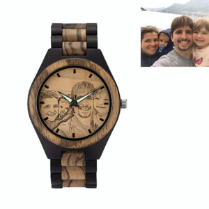 Retro Style Personalized Watch - Bespoke Ebony Wooden Watch with Zebra Photo