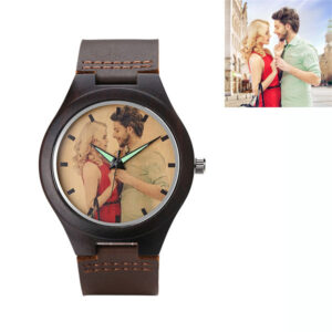 Retro Style Personalized Watch - Ebony Colour Picture-Engraved Wooden Watch