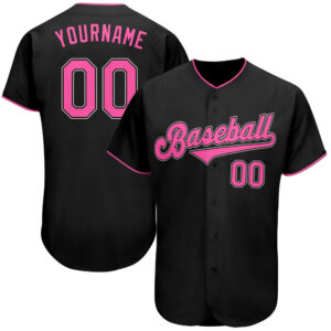 Attractive Color Jersey Shirt-Custom Black Pink-White Authentic Baseball Jersey-set of 2