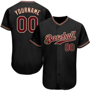 Customized for You Jersey Shirt-Custom Black Crimson-City Cream Authentic Baseball Jersey-set of 5