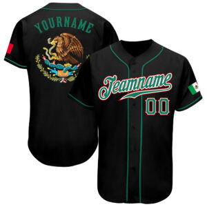 Stand-out from crowd Jersey Shirt-Custom Black Kelly Green-Red Authentic Mexican Flag Fashion Baseball Jersey-set of 2