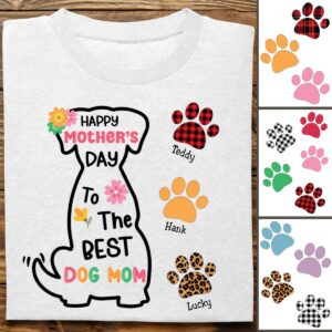 Lively Design T-shirt Dog Lovers - Happy Mother's Day To The Best Dog Mom - Personalized Unisex T-Shirt Set of 2