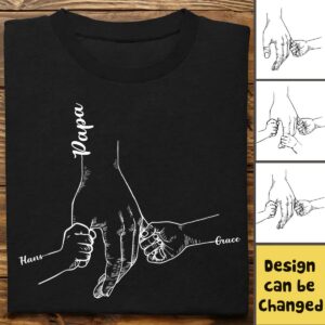Lively Design T-shirt Family - Names Hands Grankids Papa - Personalized T-Shirt (AA) Set of 4