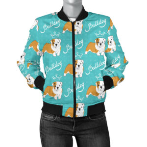Bulldogs Pattern Print Design 05 Women's Bomber Jacket