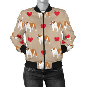 Bulldogs Pattern Print Design 02 Women's Bomber Jacket