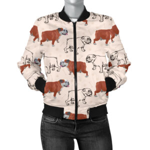 Bulldogs Pattern Print Design 04 Women's Bomber Jacket