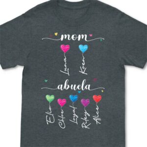 Lively Design T-shirt Grandma - Mom Grandma Heart Balloon Kids - Personalized Unisex T-shirt Set of 4