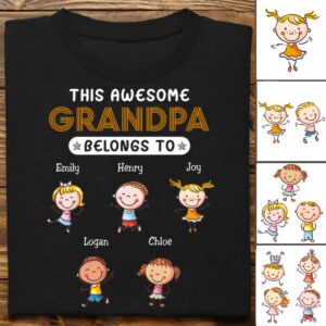 Classic Touch T-shirt Grandpa - This Grandpa Belongs To -  Personalized Unisex T-Shirt Set of 2