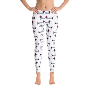 French Weiner Dog Leggings, Yoga Dog's Womens Legging, Women's Dog Lover Pants, Ladies Dogs Lover Legging's Pattern, Funny Trendy Gift