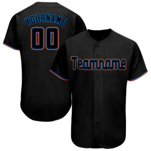 Customized for You Jersey Shirt-Custom Black Powder Blue-Orange Baseball Jersey-set of 3