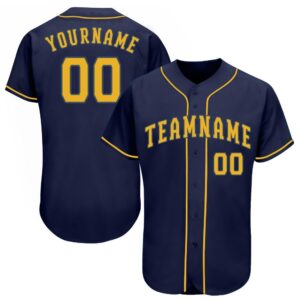 Stand-out from crowd Jersey Shirt-Custom Navy Gold Baseball Jersey-set of 3