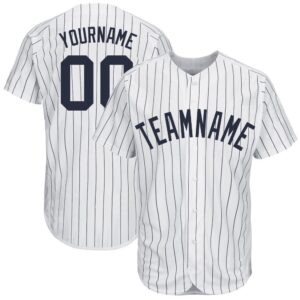 Attractive Color Jersey Shirt-Custom White Navy Pinstripe Navy Baseball Jersey-set of 2