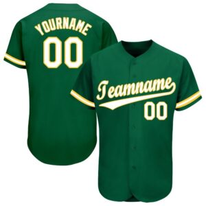 Attractive Color Jersey Shirt-Custom Kelly Green White-Gold Baseball Jersey