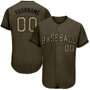 Stand-out from crowd Jersey Shirt-Custom Olive Camo-Black Authentic Salute To Service Baseball Jersey-set of 3
