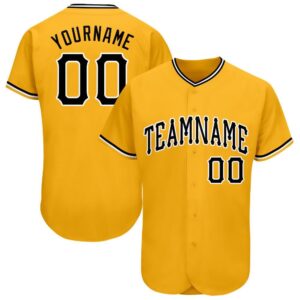 Custom Made Jersey Shirt-Custom Gold Black-White Baseball Jersey-set of 5