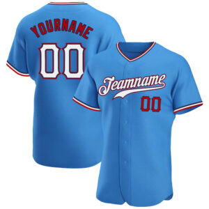 Customized for You Jersey Shirt-Custom Powder Blue White-Red Authentic Baseball Jersey-set of 3
