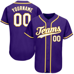 Stand-out from crowd Jersey Shirt-Custom Purple White-Gold Authentic Baseball Jersey-set of 2
