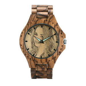Attractive Color Personalized Watch - Photo Engraved Unique Zebra Wood Watch